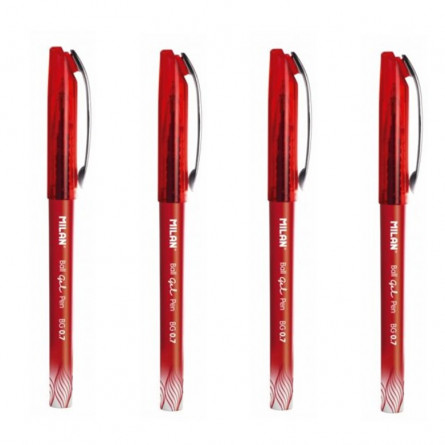 Sachet-de-4-stylos-à-bille-encre-gel-rouge-MILAN