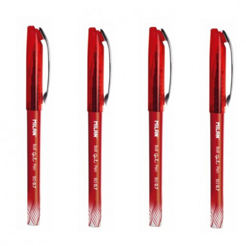 Sachet-de-4-stylos-à-bille-encre-gel-rouge-MILAN