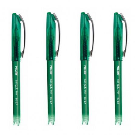 Sachet-de-4-stylos-à-bille-encre-gel-verte-MILAN