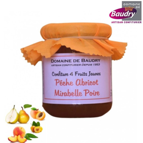 BAUDRY-confiture-4 fruits jaunes-pot-en-verre-250g