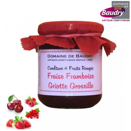 BAUDRY-confiture-4 fruits rouges-pot-en-verre-250-g