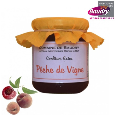 Confiture-pêche-de-vigne-BAUDRY-pot-en-verre-250gr