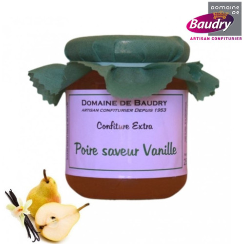 BAUDRY-confiture-poire-saveur-vanille-pot-en-verre-250-g